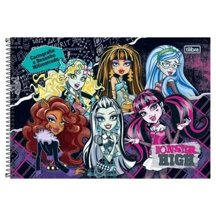 Cartografia Espiral Dura Tilibra Monster High 1 Matérias 96 Folhas
