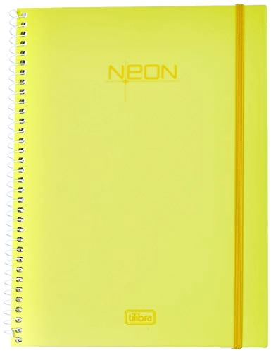 Caderno Universitário Tilibra Neon Amarelo Capa De Polipropileno 96 Folhas