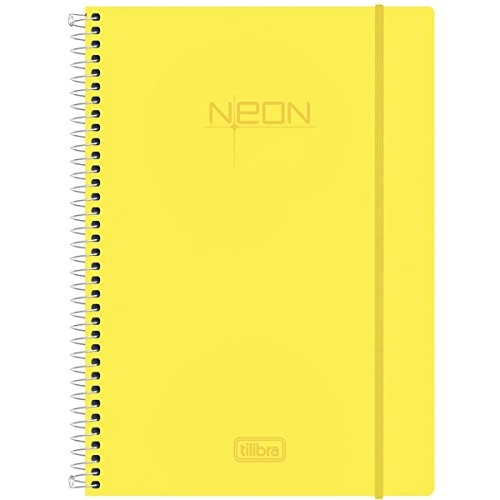Caderno Universitário Tilibra Neon Amarelo Capa De Polipropileno 200 Folhas