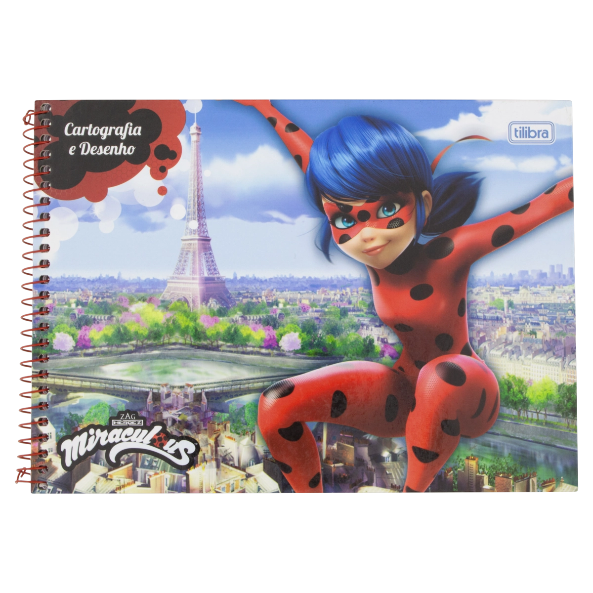 Caderno De Desenho E Cartografia Capa Dura Espiral Miraculous Tilibra 275mm X 200mm 96 Folhas