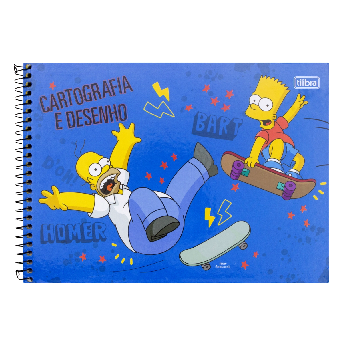 Caderno De Desenho E Cartografia Capa Dura Espiral The Simpsons Tilibra 275mm X 200mm 96 Folhas