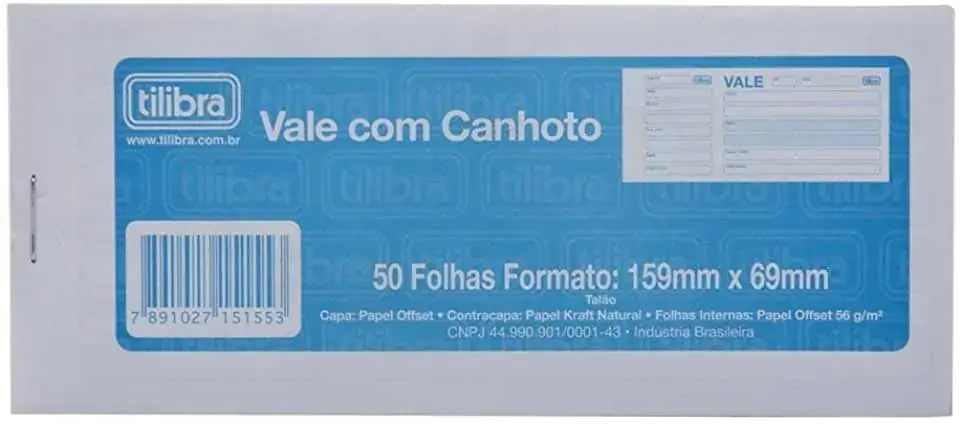 Bloco Vale Com Canhoto 50 Folhas 35g Tilibra