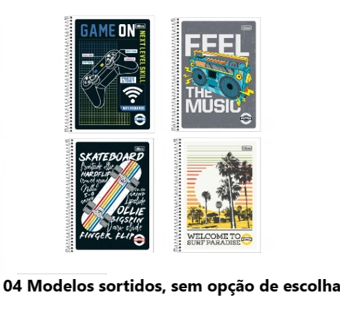 Caderno Tilibra Capa Flexivel Univ Pepper Masculino 10m 160f 696013