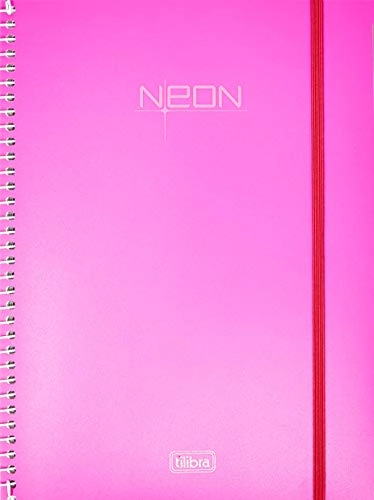 Caderno Universitário Tilibra Neon Rosa Capa De Polipropileno 200 Folhas