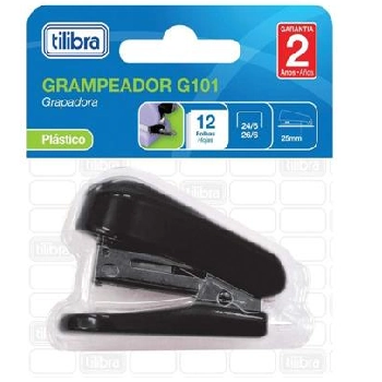 Grampeador 12 Folhas Mini C/ Extrator G101 Preto Tilibra