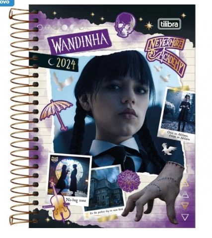 Agenda Espiral Diaria Wandinha Sort 176f 11,7x16,4cm Tilibra