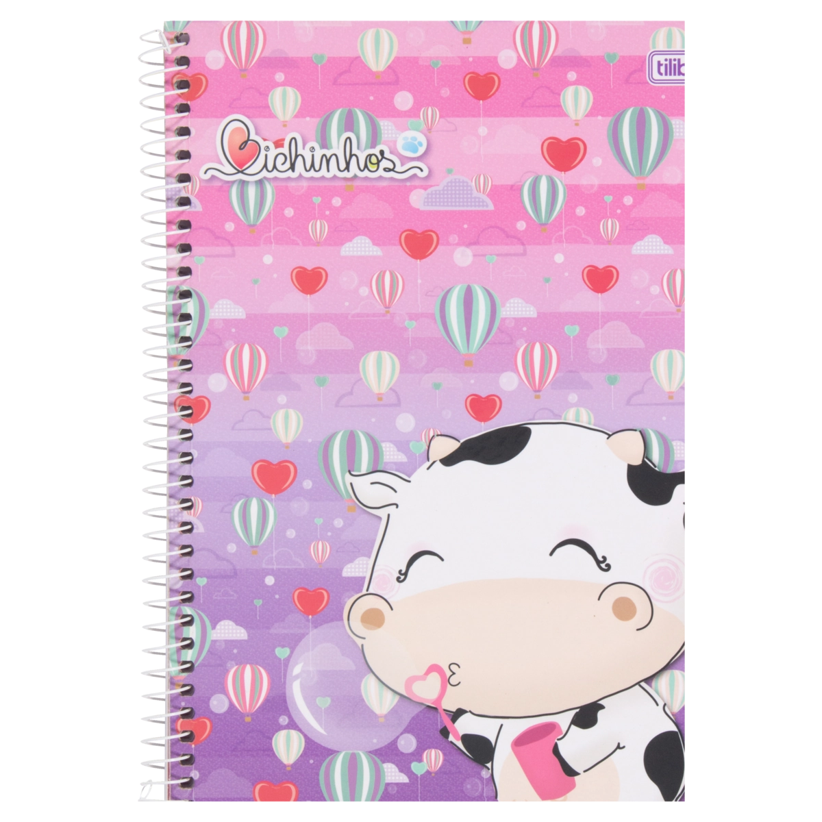 Caderno Capa Dura Espiral Vaca Bichinhos Tilibra 200mm X 275mm 96 Folhas