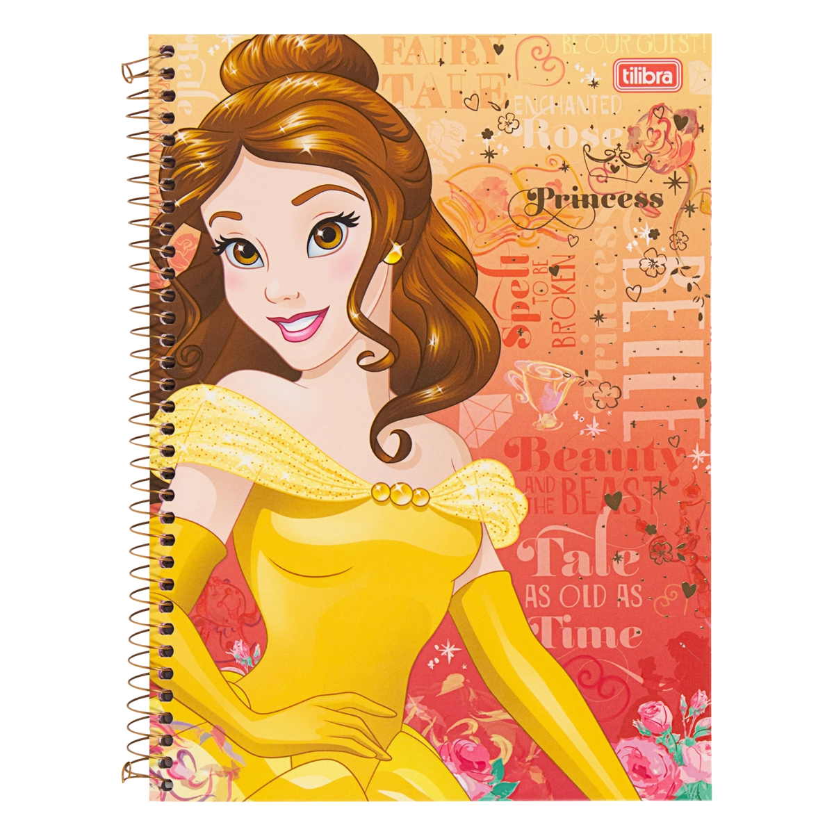 Caderno Capa Dura Espiral Bela Princesas Disney Tilibra 200mm X 275mm 96 Folhas