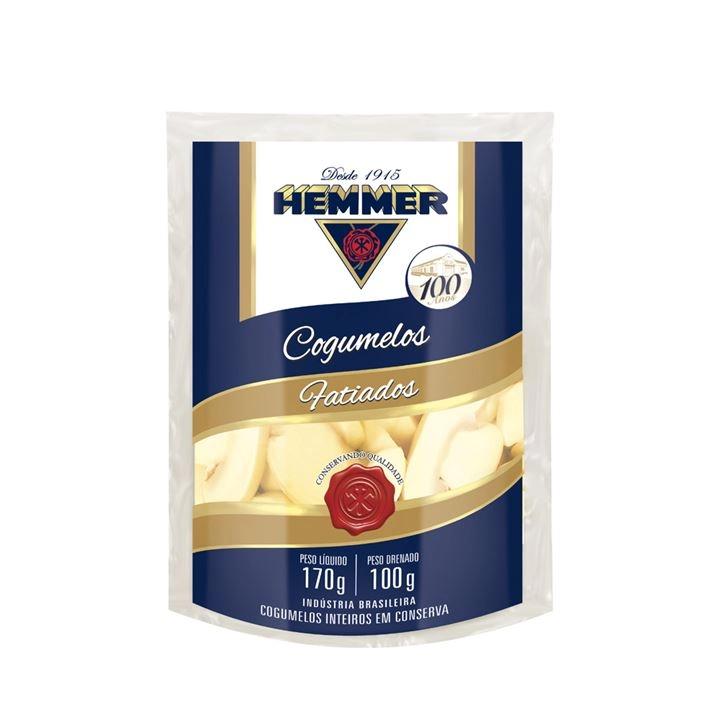 Cogumelo Em Conserva Fatiado Hemmer Sachê 100g