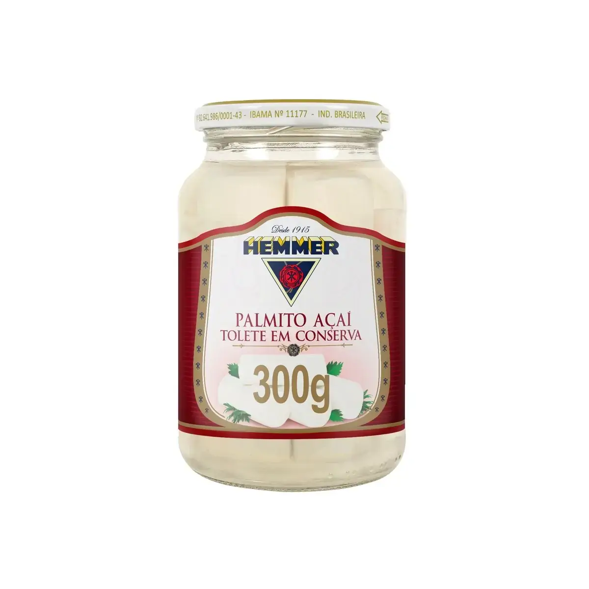 Palmito Açaí Inteiro Em Conserva HEMMER Pote 300g