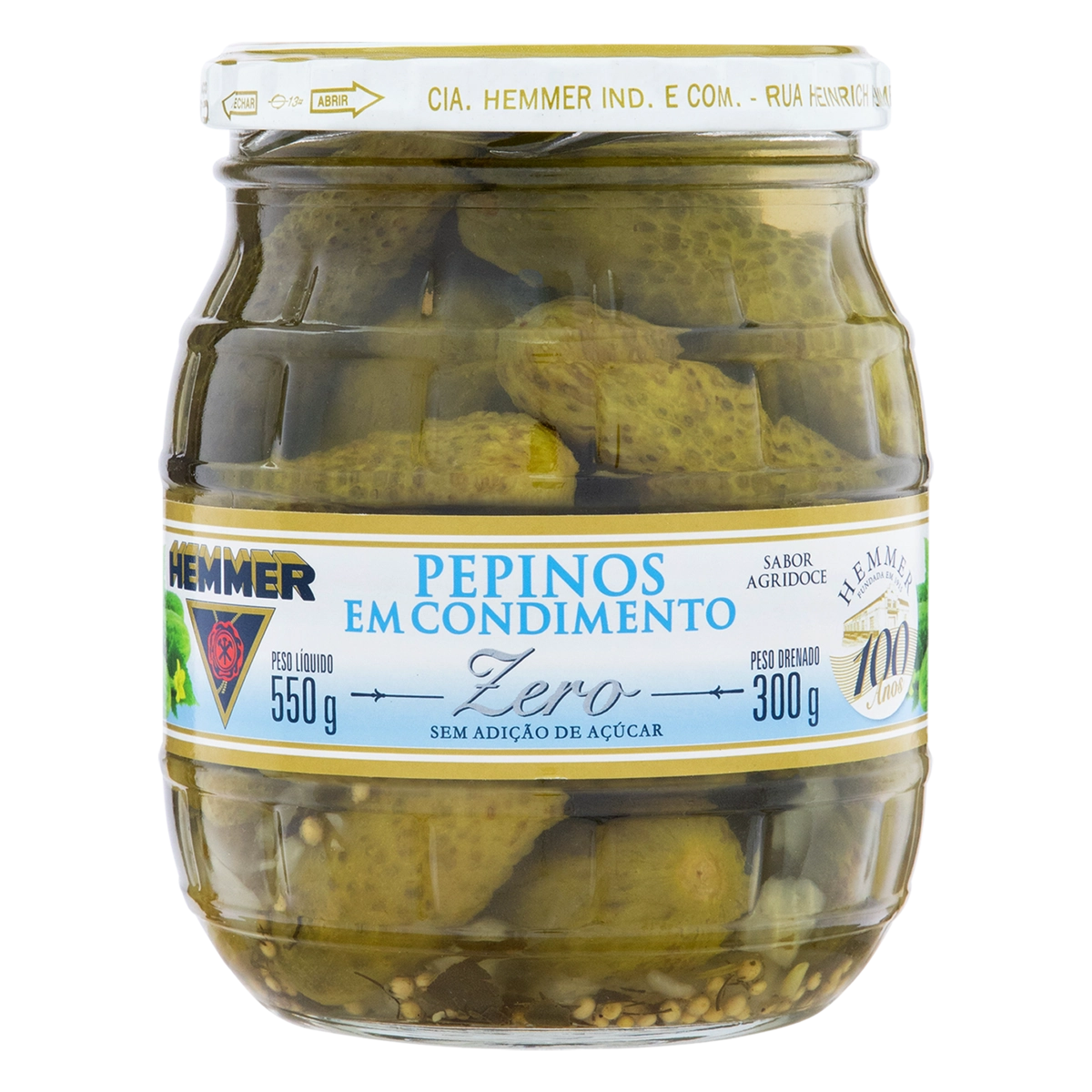 Pepino Em Conserva Agridoce Hemmer Zero Vidro 300g