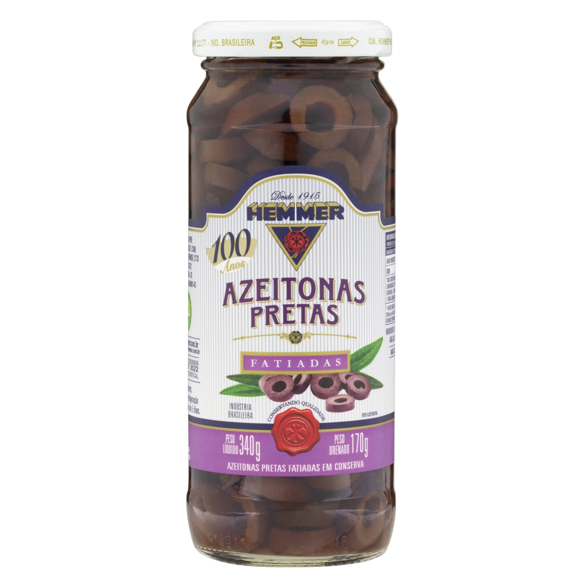 Azeitona Preta Em Conserva Fatiada Hemmer Vidro 170g