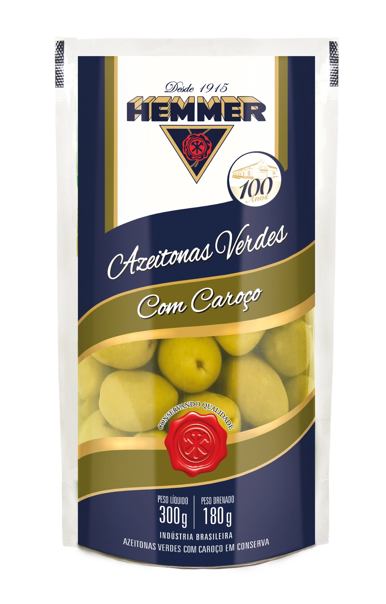 Azeitona Verde Em Conserva Com Caroço Hemmer Sachê 180g