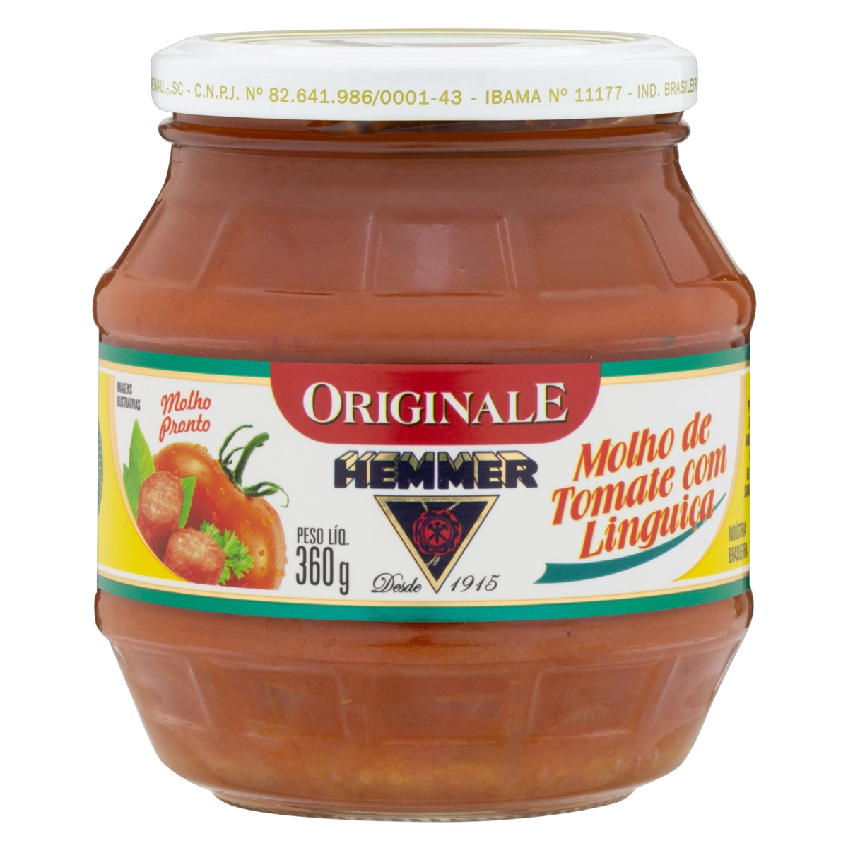 Molho De Tomate Com Linguiça Hemmer Originale Vidro 360g