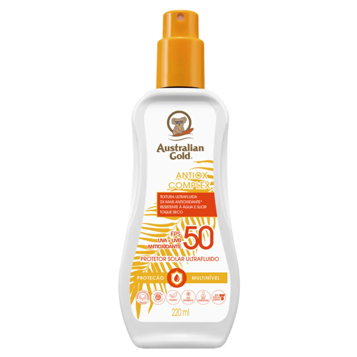 Protetor Solar Toque Seco Fps 50 Australian Gold Frasco 220ml Spray