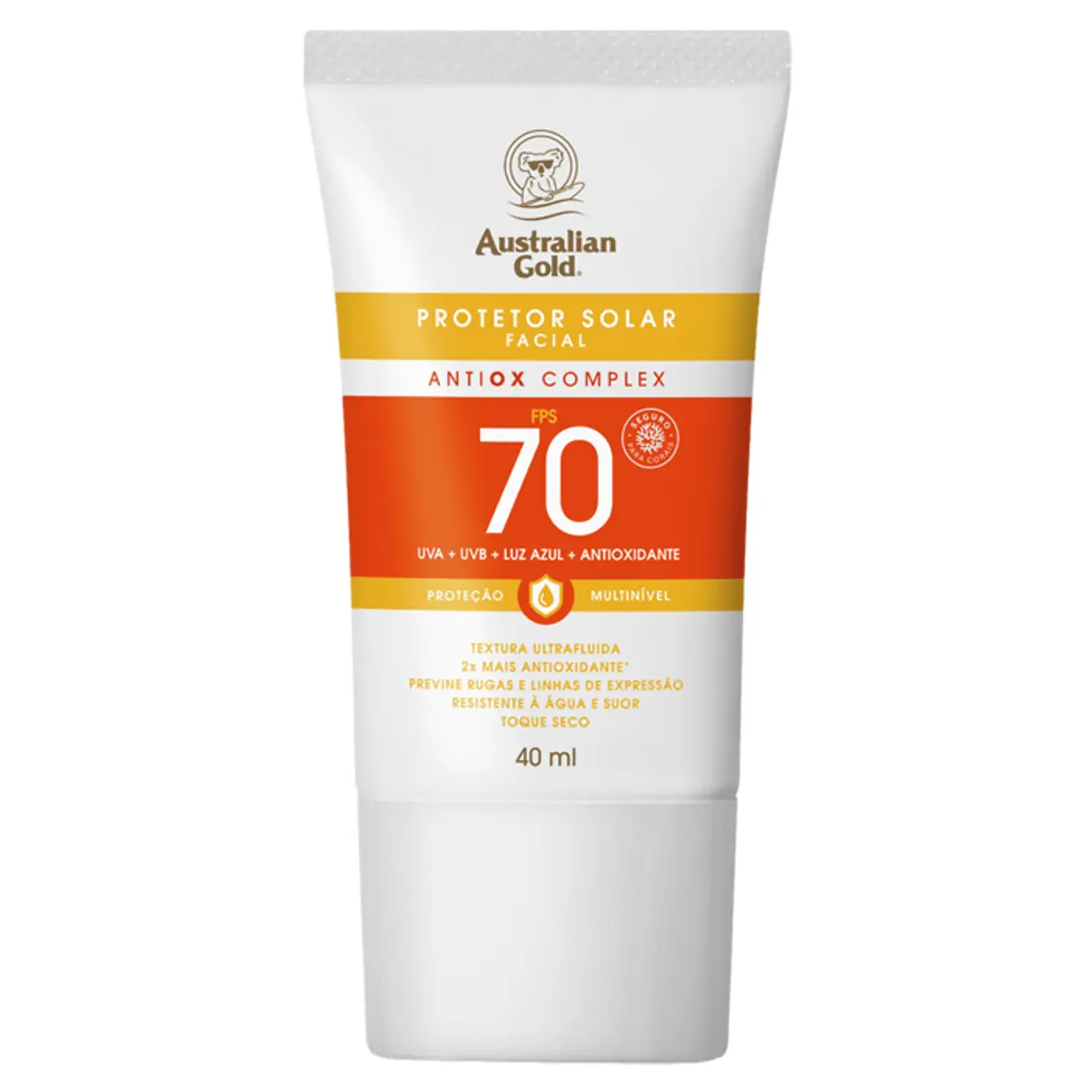 Protetor Solar Facial Toque Seco Fps 70 Australian Gold Bisnaga 40ml