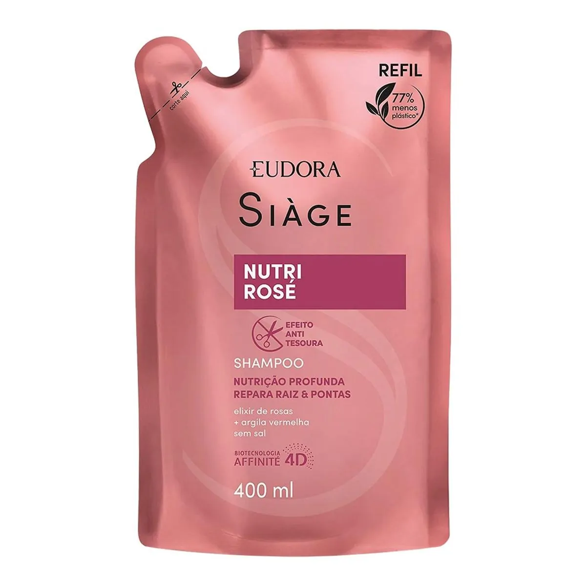 Shampoo Eudora Siàge Nutri Rosé Sachê 400ml Refil