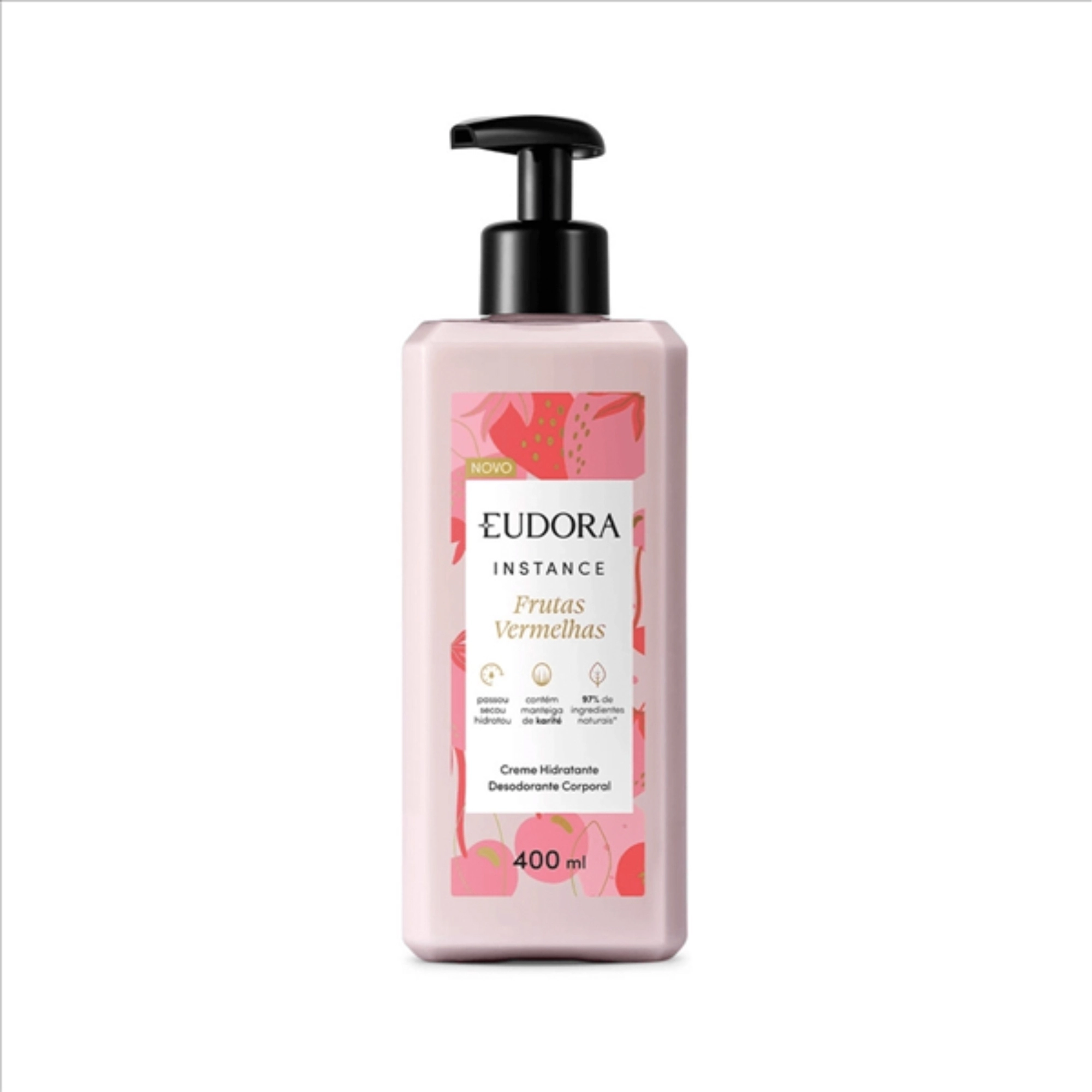 Creme Corporal Desodorante Hidratante Frutas Vermelhas Eudora Instance Frasco 400ml