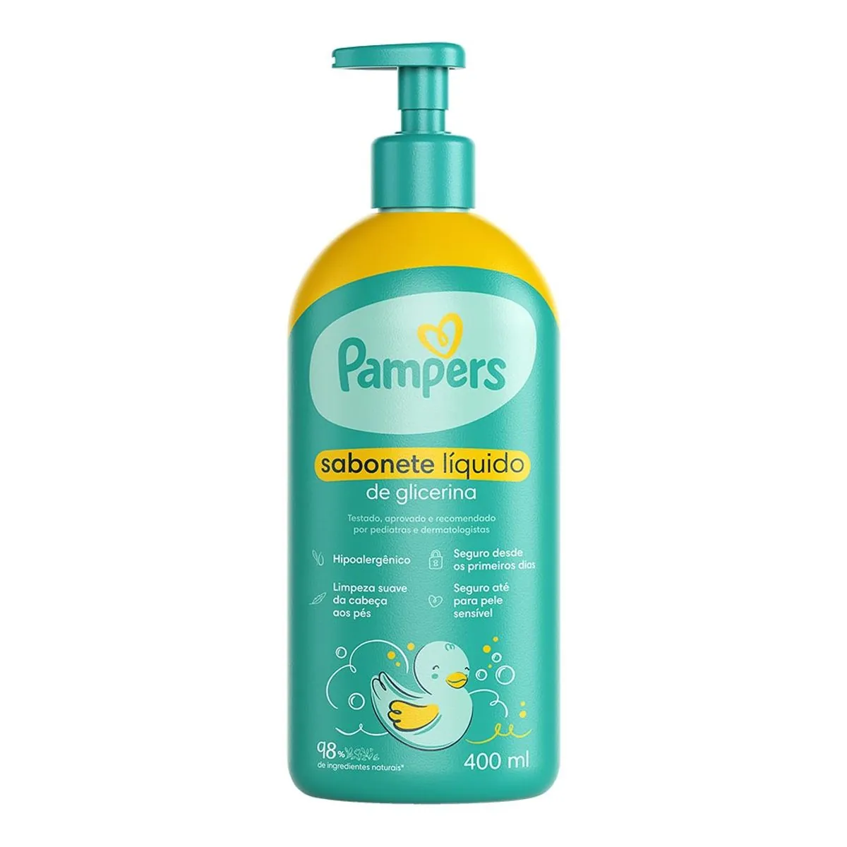 Sabonete Infantil Líquido de Glicerina da Cabeça aos Pés Pampers Frasco 400ml