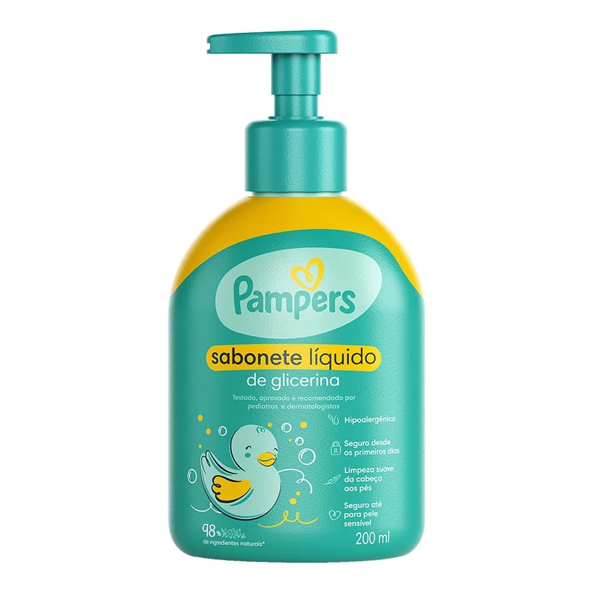 Sabonete Infantil Líquido de Glicerina da Cabeça aos Pés Pampers Frasco 200ml
