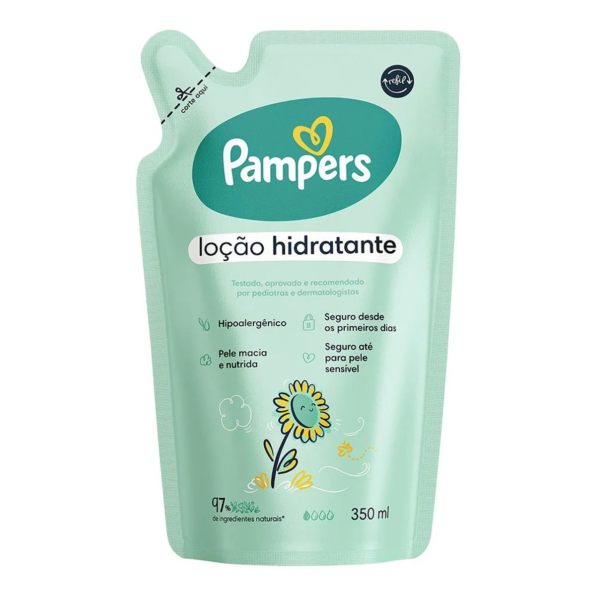 Loção Infantil Hidratante Pampers Sachê 350ml Refil