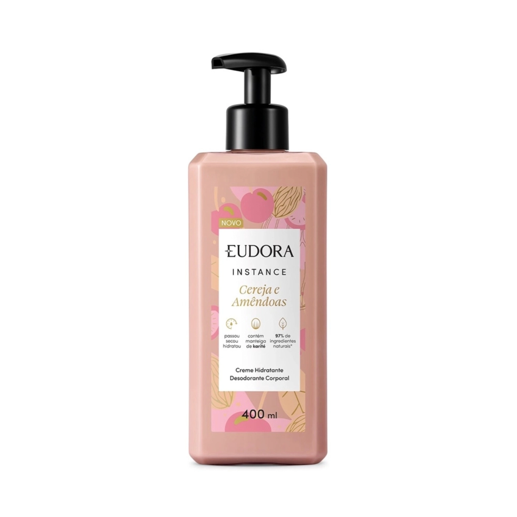 Creme Corporal Desodorante Hidratante Cereja E Amêndoas Eudora Instance Frasco 400ml