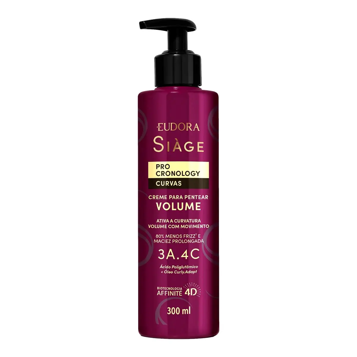 Creme Para Pentear Eudora Siàge Pro Cronology Curvas Volume Frasco 300ml Pump