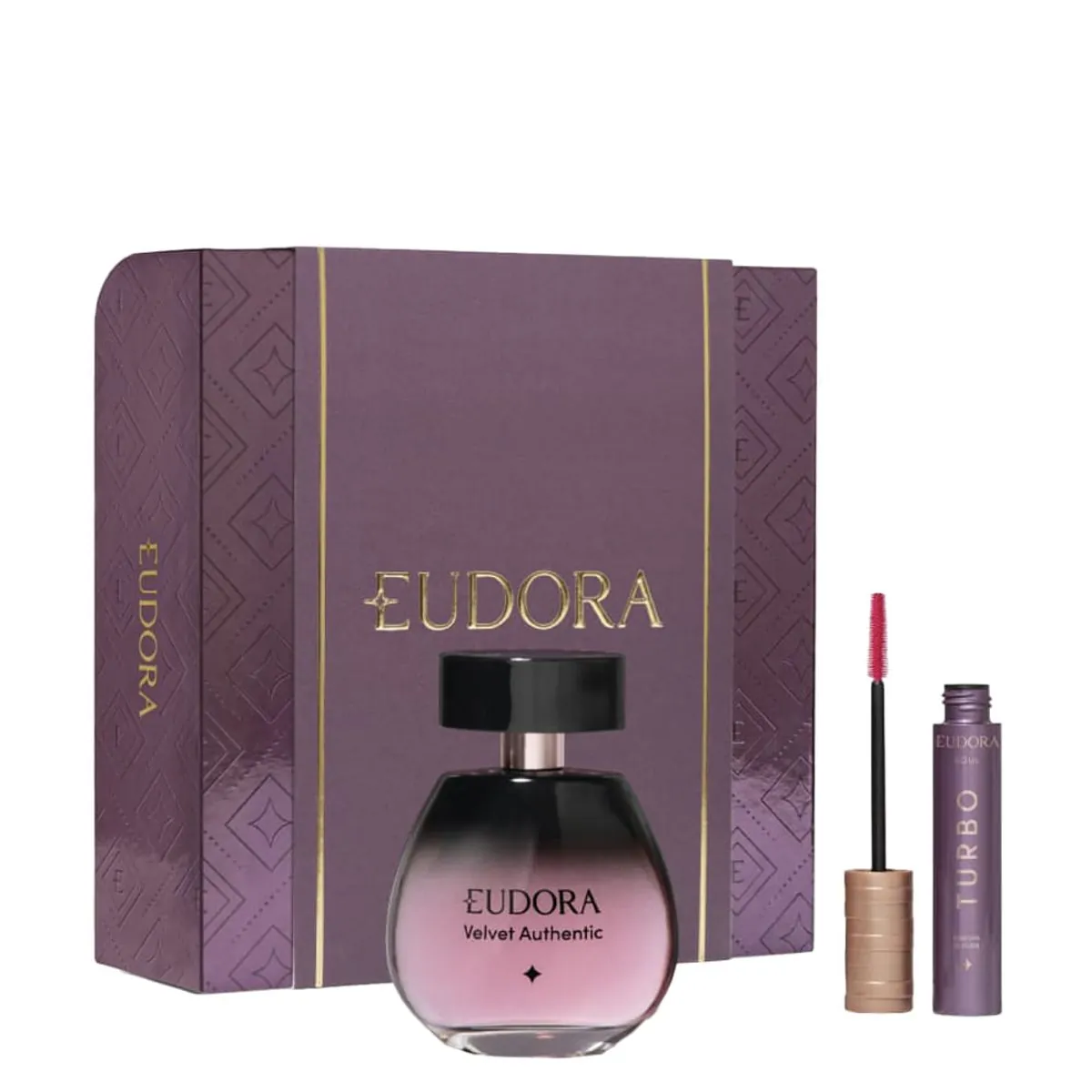 Kit Perfume Eudora Velvet Authentic Feminino - Desodorante 100ml + Máscara de Cílios 10g - Coffret