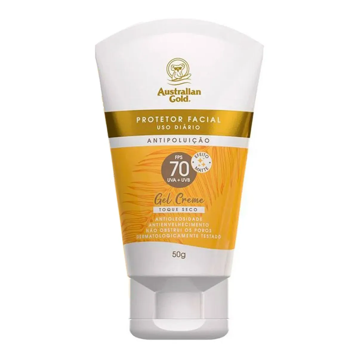 Protetor Solar Facial Gel Creme Toque Seco Fps 70 Australian Gold Bisnaga 50g