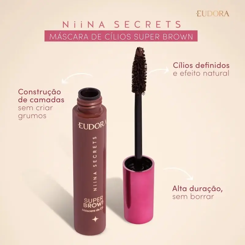 Mascara De Cilios Niina Secrets Super Brown Neutro 10g
