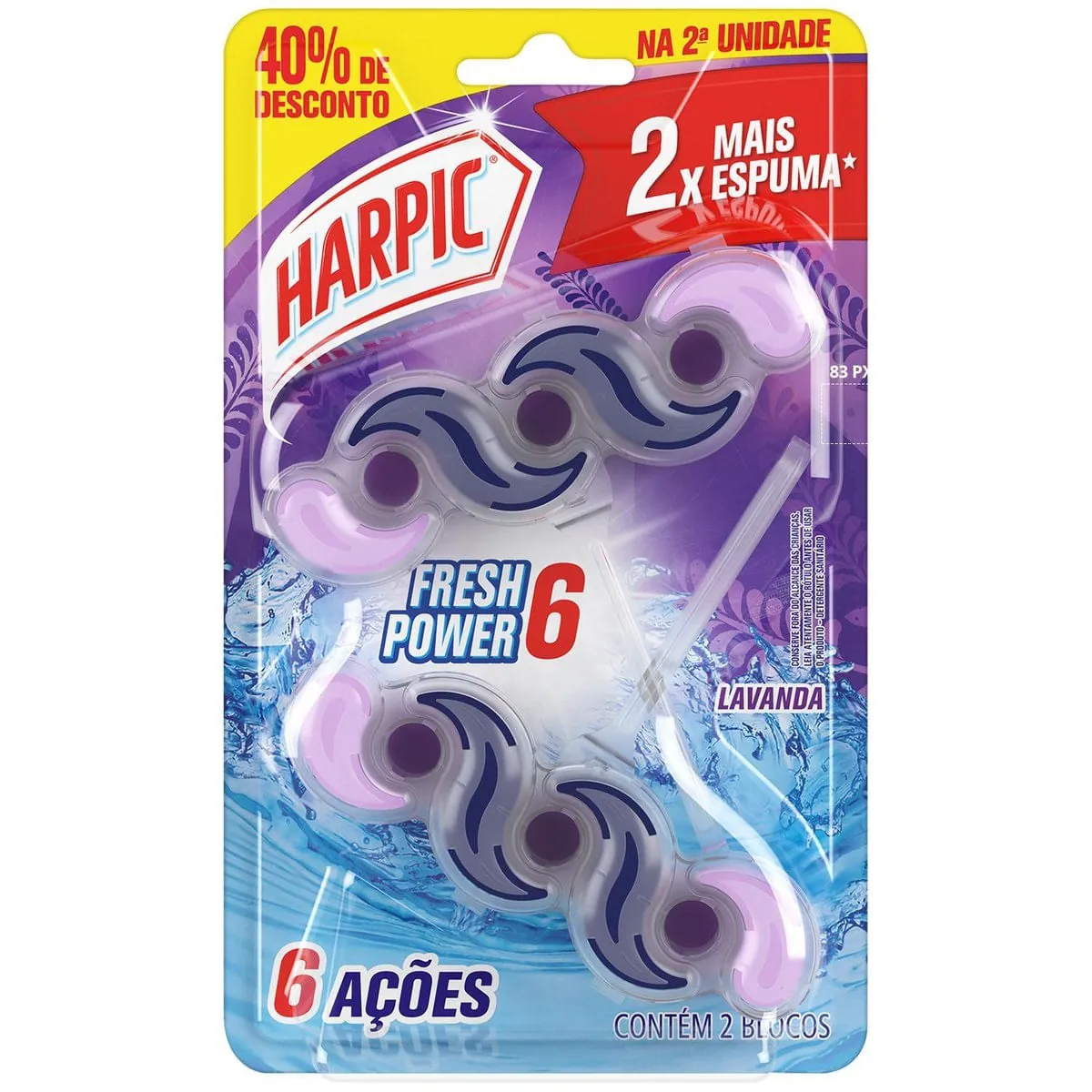 Bloco Sanitário Harpic Fresh Power 6 Lavanda 2 unidades