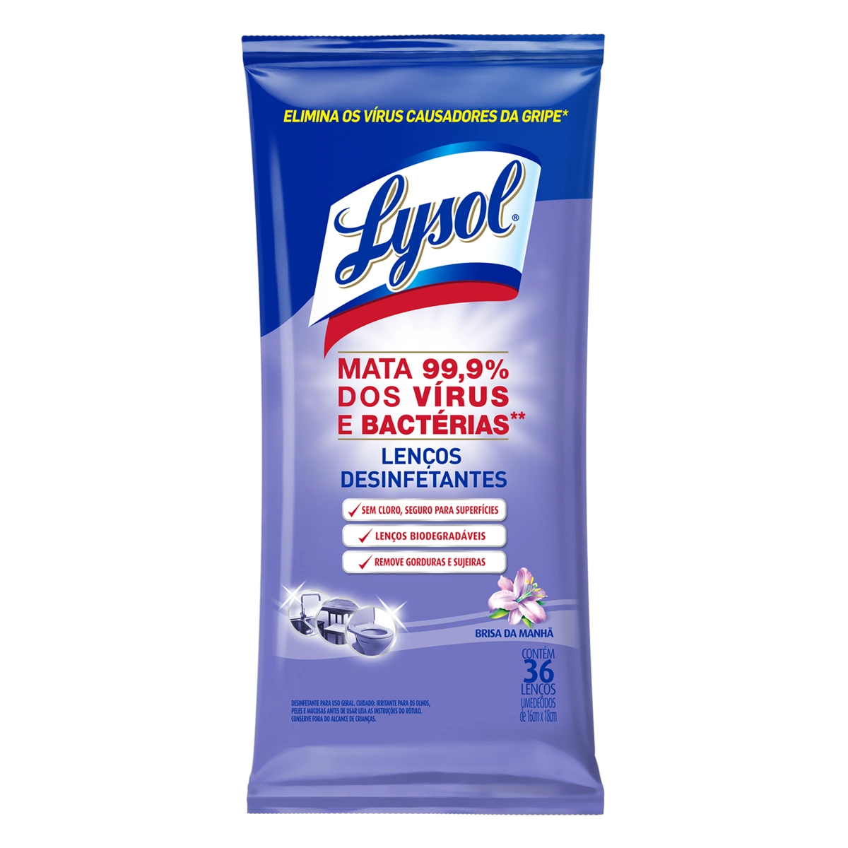 Lenços Desinfetantes Lysol - Brisa da Manhã 36 unidades