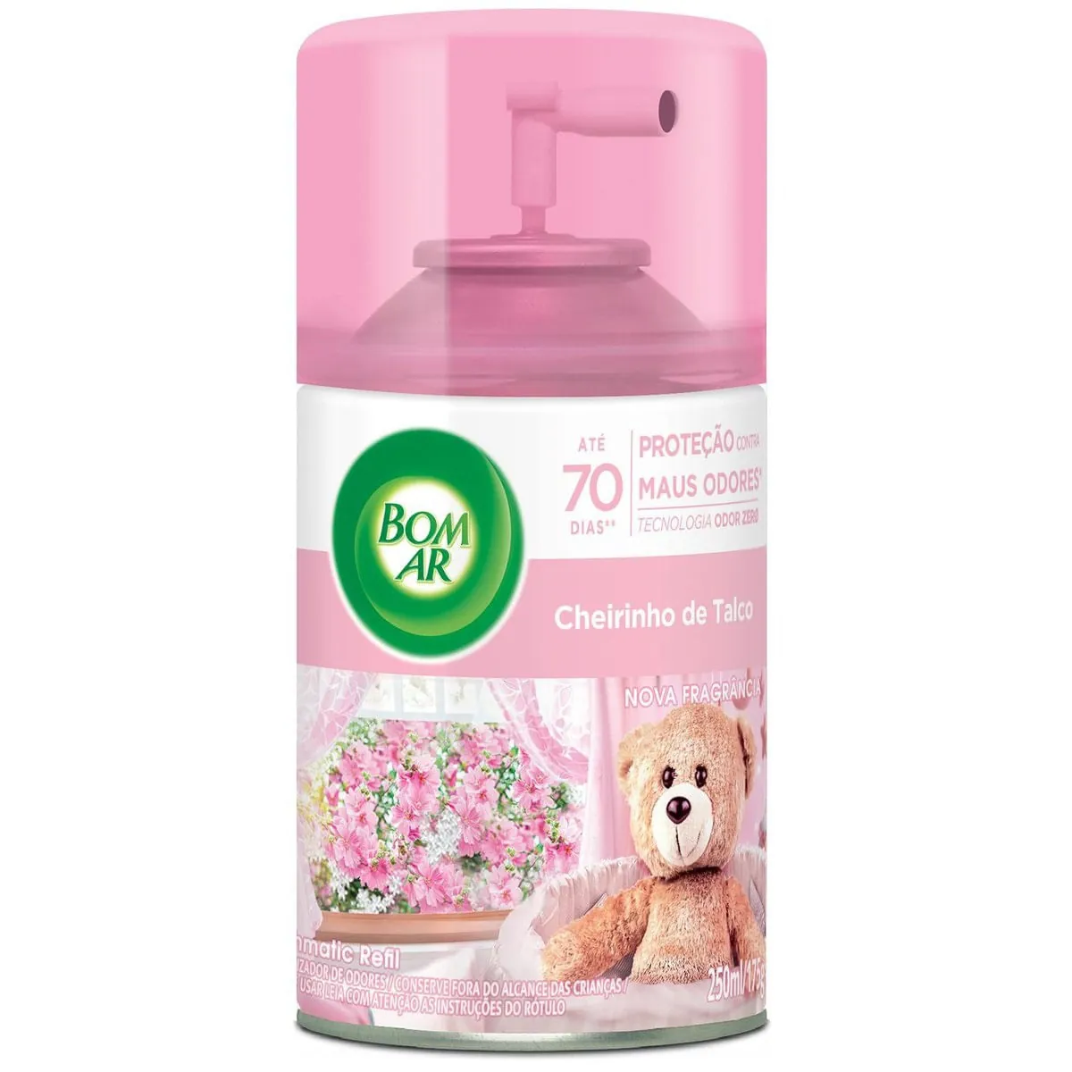 Aromatizador de Ambiente Bom Ar Automático Aerossol Freshmatic Cheirinho de Talco Refil 250ml