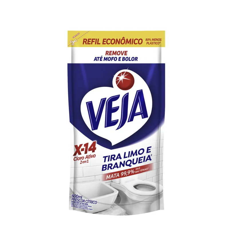 Desinfetante para Banheiro Veja X-14 Tira-Limo 400ml Refil Econômico
