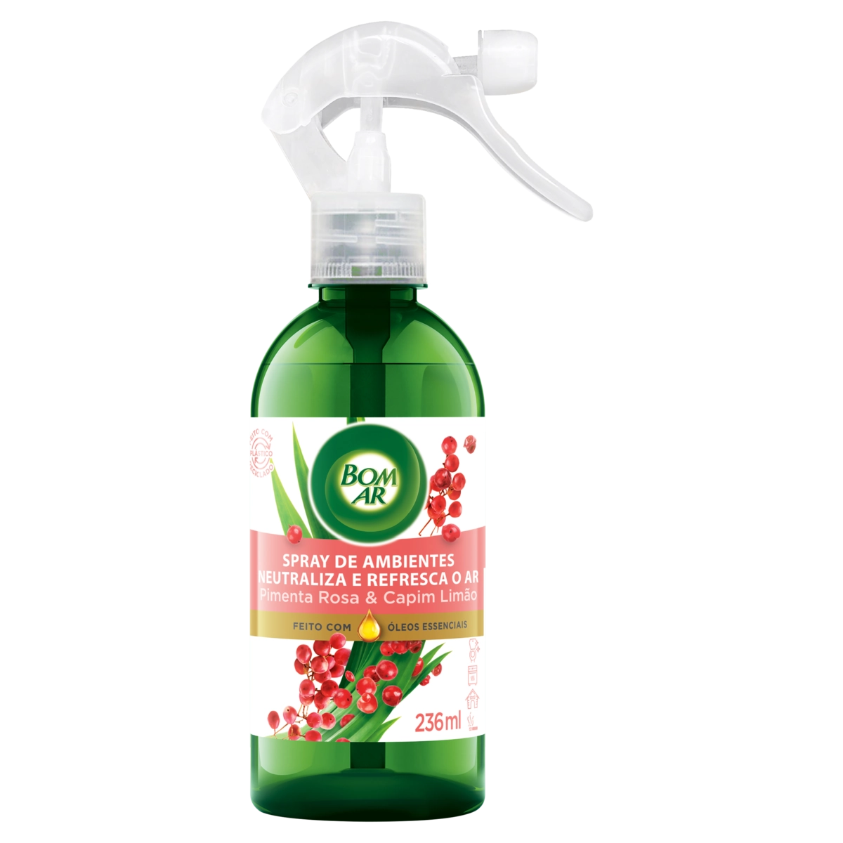 Neutralizador de Odores Spray Pimenta-Rosa & Capim-Limão Bom Ar Frasco 236ml