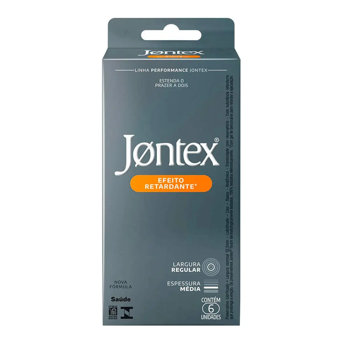 Preservativo Masculino Lubrificado Efeito Retardante Jontex Performance Caixa 6 Unidades