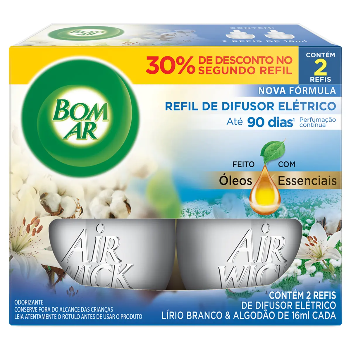 Pack Difusor De Ambiente Elétrico Lírio Branco Algodão Bom Ar Air Wick Caixa 2 Unidades 16ml Cada Gr