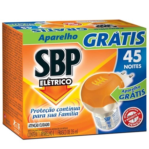 Inseticida Sbp Elétrico Liquido 45 Noites Refil Aparelho Grátis