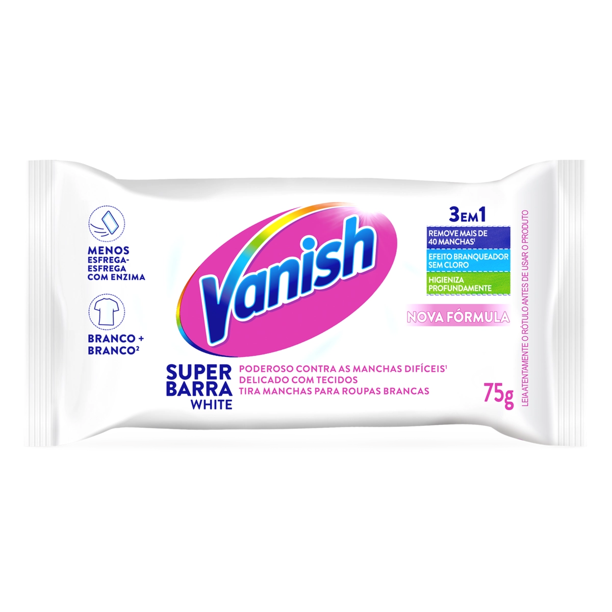 Tira Manchas Barra Roupas Brancas Vanish White Flow Pack 75g