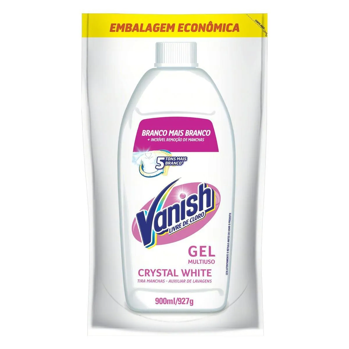 Tira Manchas Gel Multiuso Vanish Crystal White Sachê 900ml Refil Embalagem Econômica