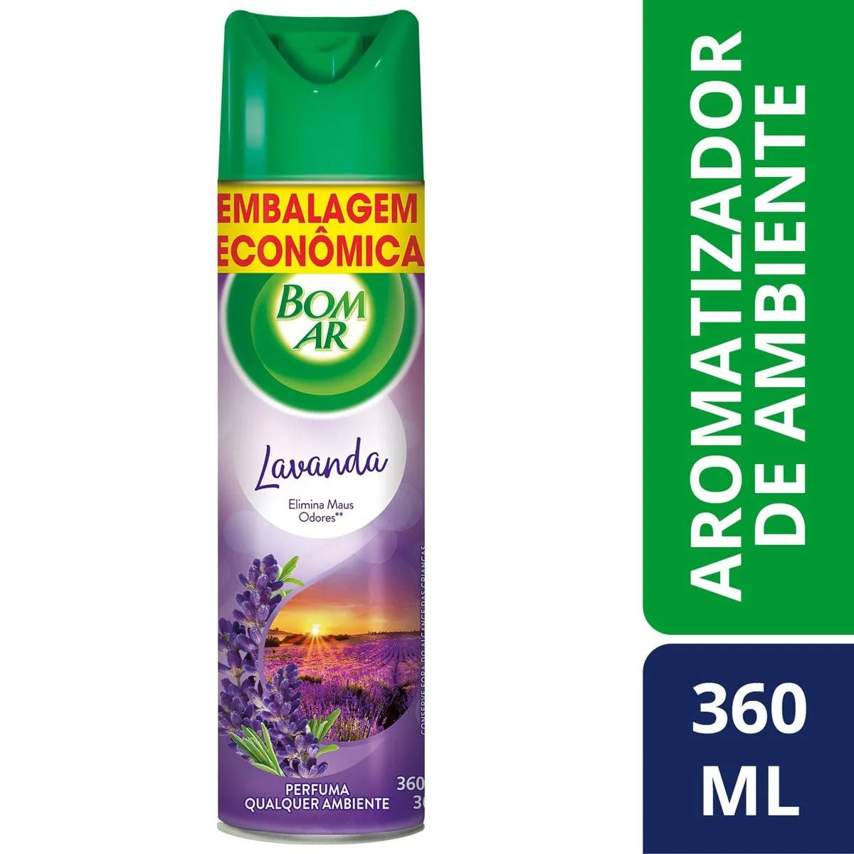 Aromatizador Bom Ar Aerossol Campos de Lavanda Embalagem Econômica 360ml
