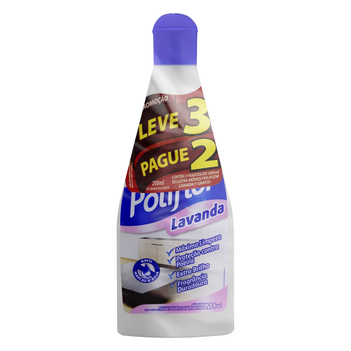Pack Lustra Móveis Lavanda Poliflor Squeeze 200ml Cada Leve 3 Pague 2 Unidades