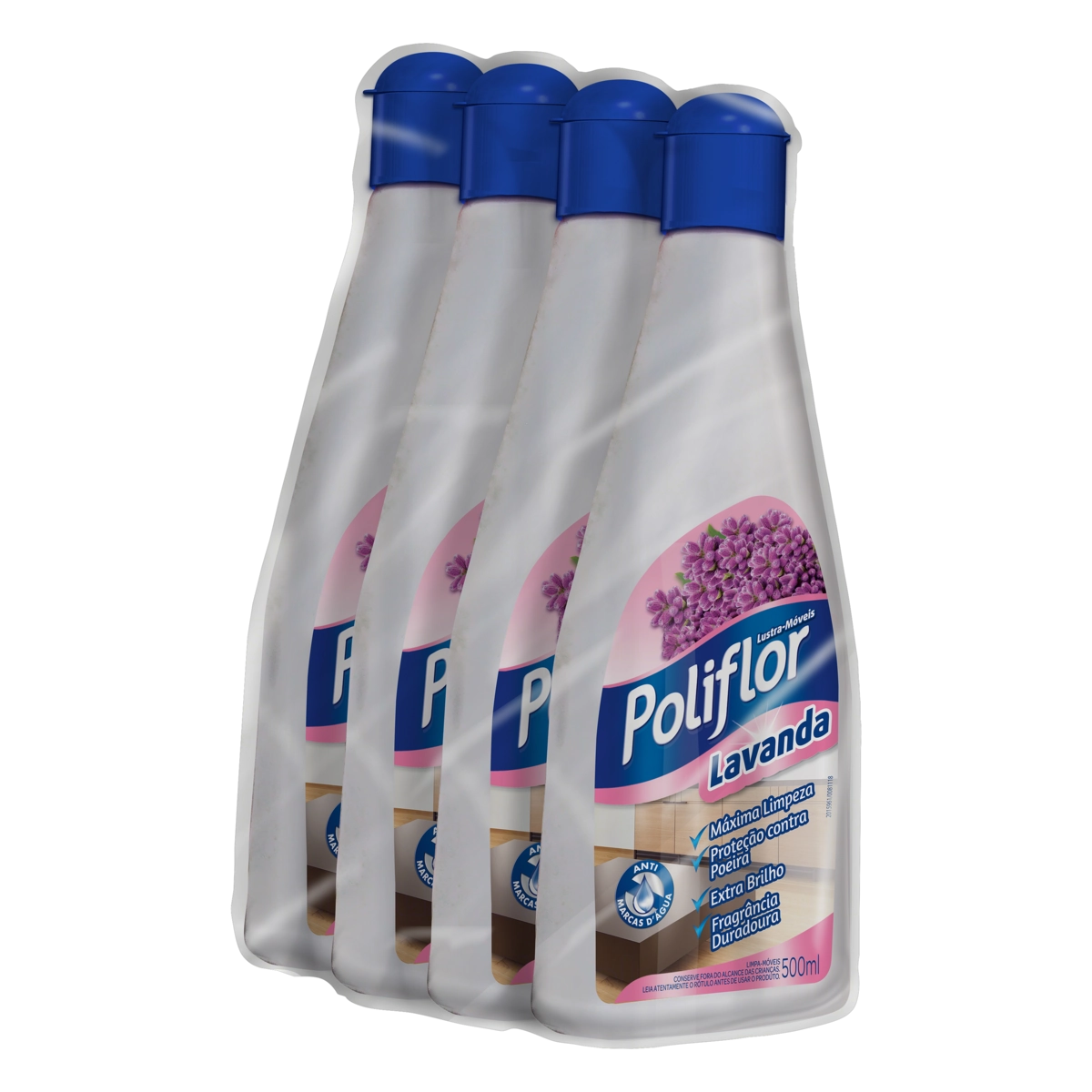 Pack Lustra Móveis Lavanda Poliflor Squeeze 4 Unidades 500ml Cada