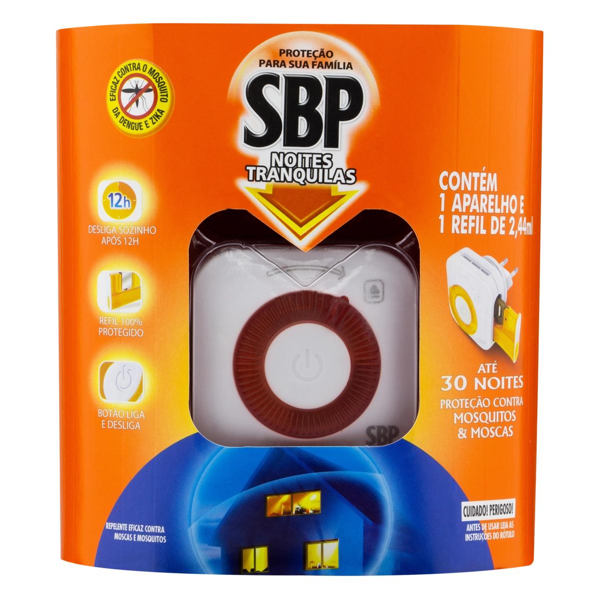Kit Aparelho Elétrico Refil Repelente Líquido 2,44ml Sbp Noites Tranquilas