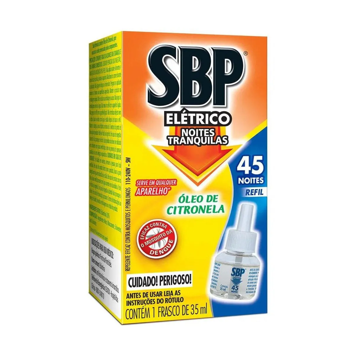 Repelente Elétrico Líquido SBP 45 Noites Citronela Refil 1 unidade 35ml