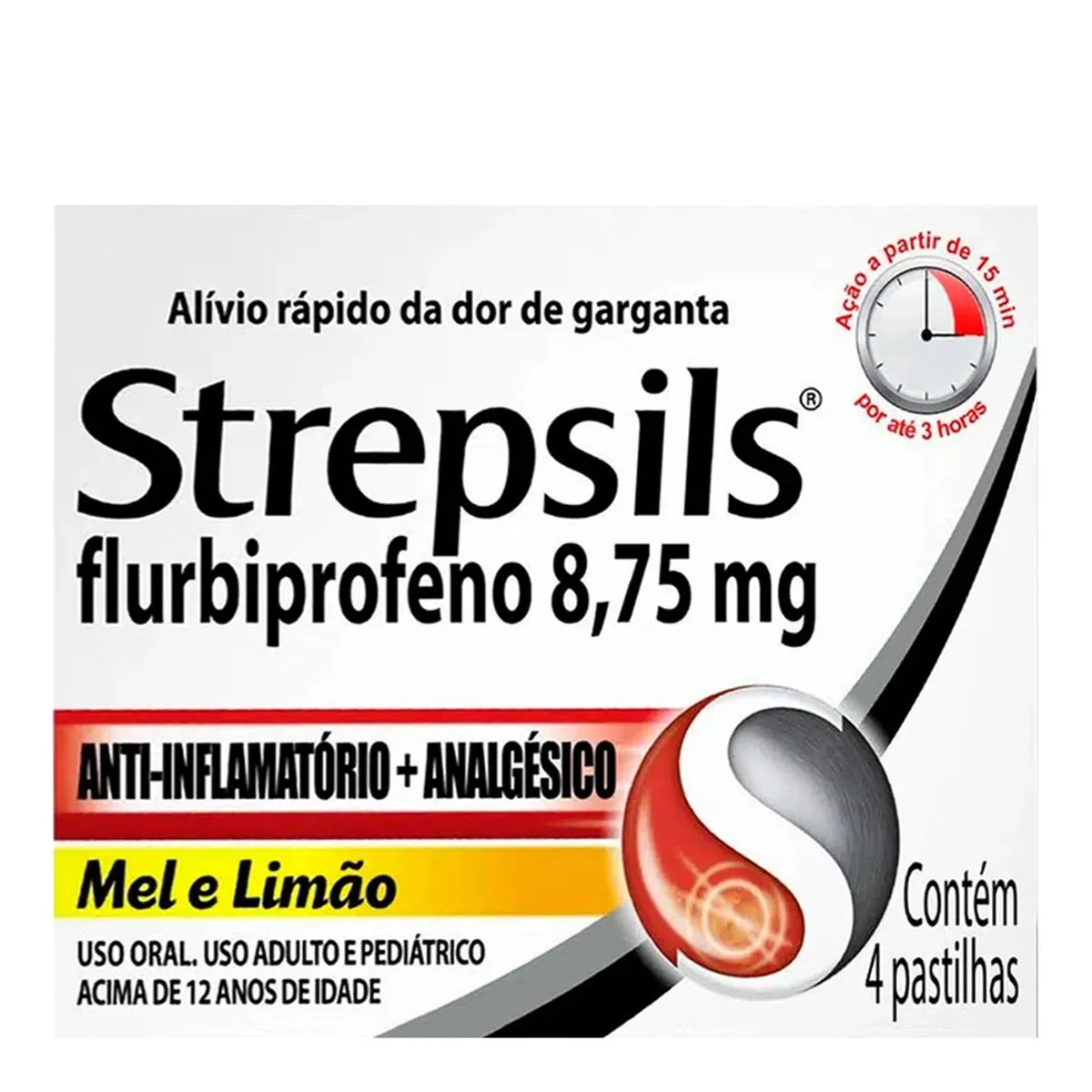 Strepsils 8,75mg Mel E Limão Reckitt Benckiser Caixa 4 Pastilhas