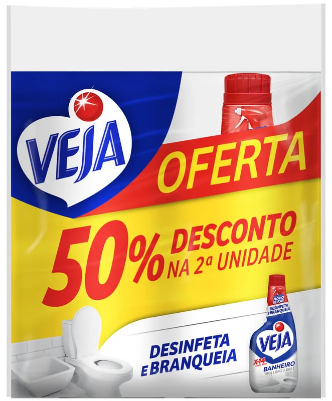 Limpador Tira Limo Veja X14 para Banheiro 500ml 2 unidades com 50% de desconto na 2ª