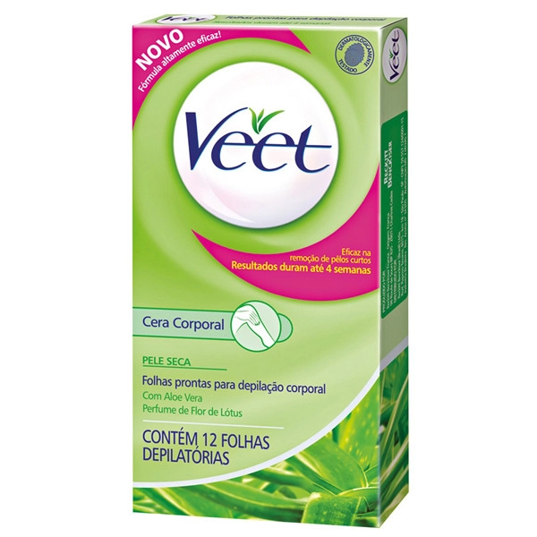 Cera Fria Veet Aloe Vera E Flor De Lótus 12 Folhas Caixa