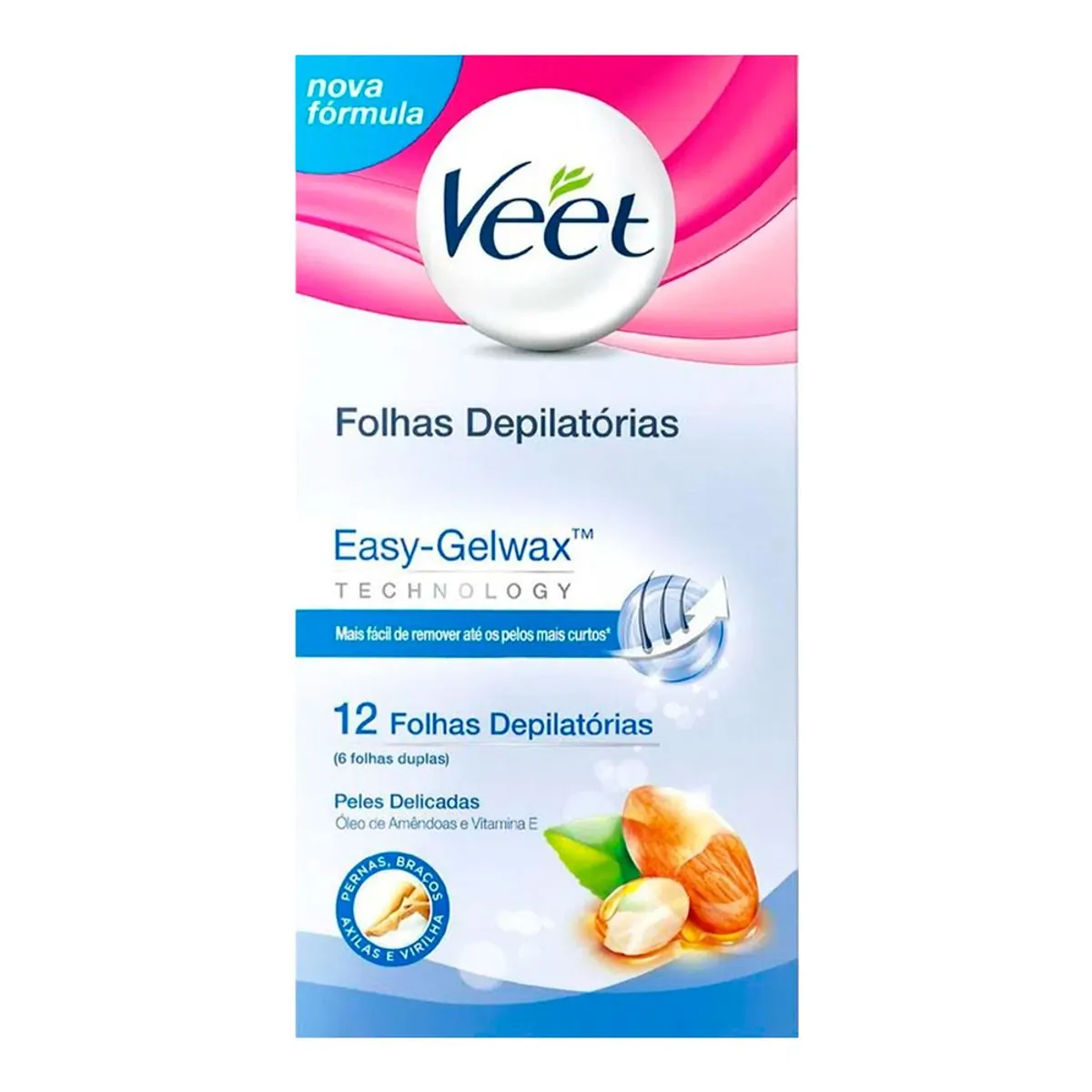 Folha Depilatória Corporal VEET para Peles Delicadas com 12 Unidades