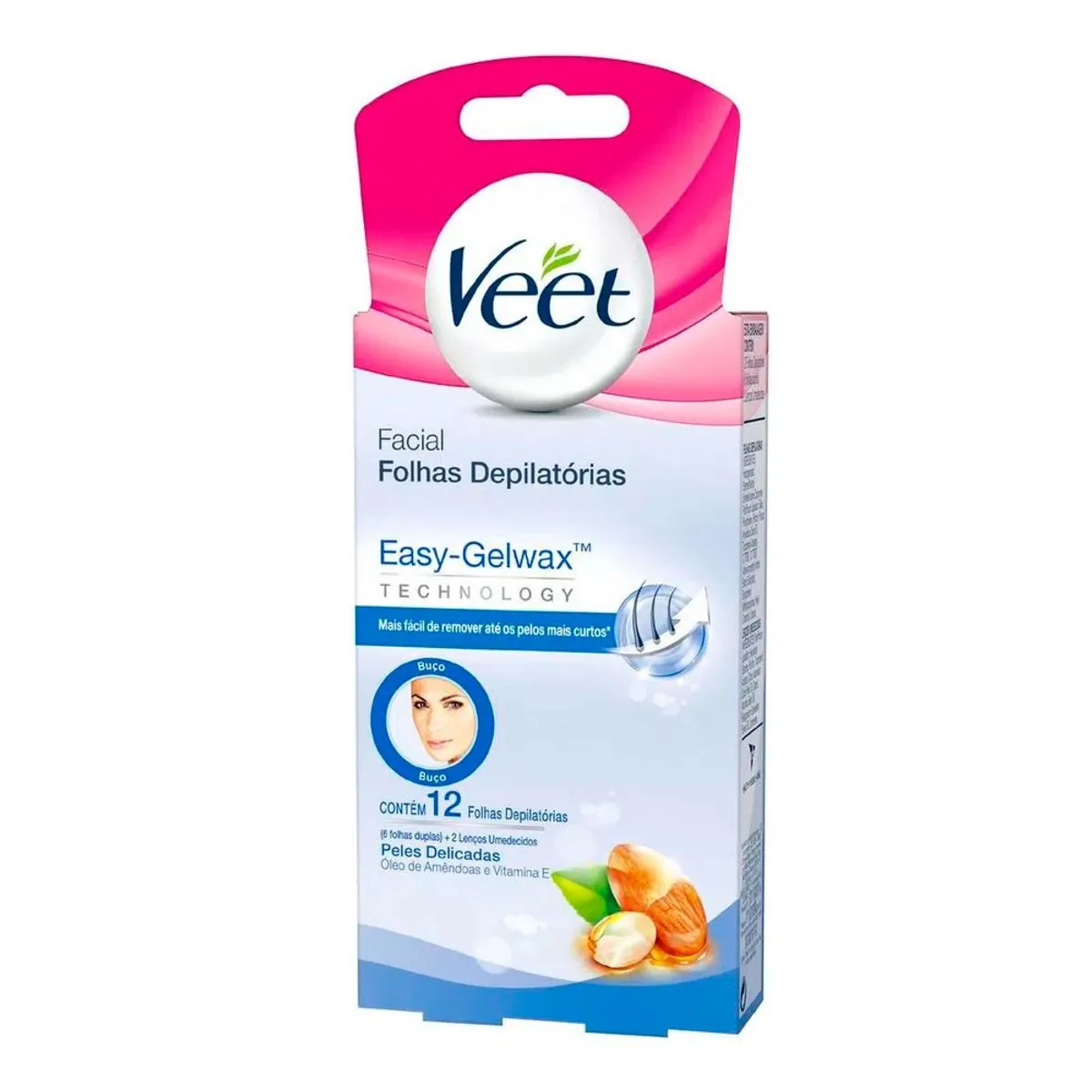 Folha Depilatória Facial VEET para Peles Delicadas com 12 Unidades